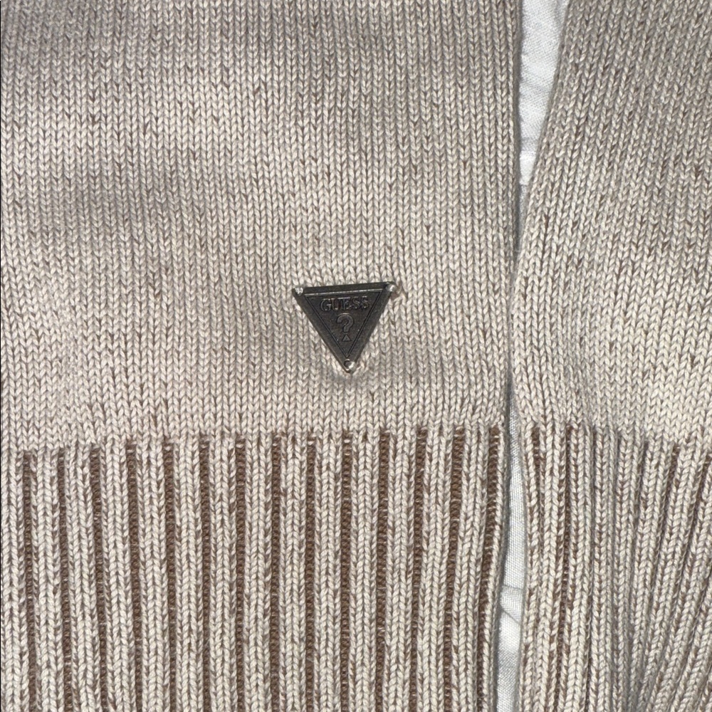 Men's Tan and Brown Full-Zip Sweater - Picture 3 of 3